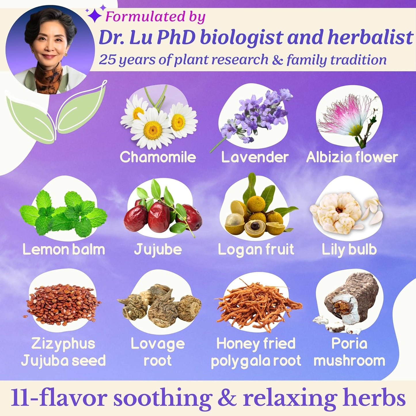 2 Pack of Dr. Lu’s Happy Sleep Tea | 100% Natural Calming Herbal Tea | Traditional Nighttime Relaxation Blend with Chamomile, Lavender, Lemon Balm & More Herbs