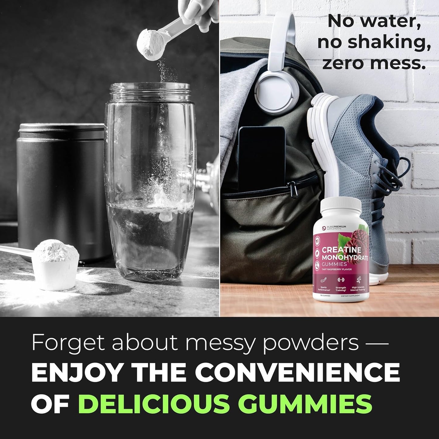 PurePremium Creatine Supplements for Men/Women - Non-GMO Creatine Monohydrate Gummies 5g for Strength, Endurance Support, Muscle Recovery - 120 Gummies