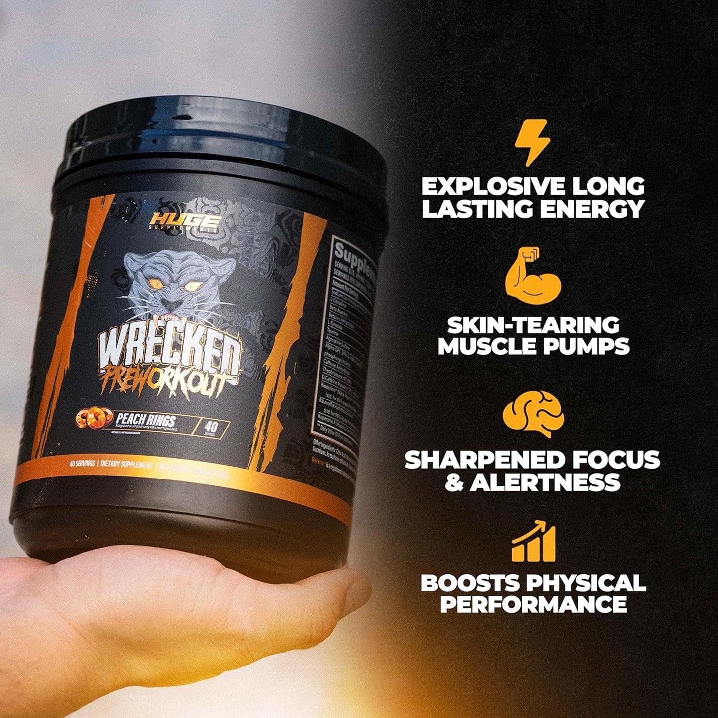Wrecked Pre Workout Powder, Advanced Formula, Boosts Energy, Focus, Pumps & Performance, 10g L-Citrulline, 6.4g Beta Alanine, 5g Tyrosine, 1g Alpha GPC, 375mg Fast-Acting Caffeine & More (40 Servings)