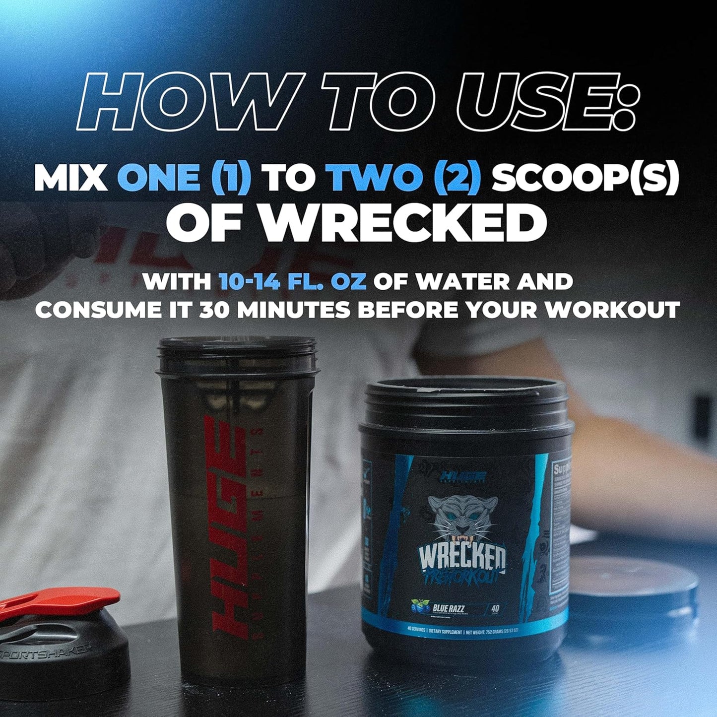 Wrecked Pre Workout Powder, Advanced Formula, Boosts Energy, Focus, Pumps & Performance, 10g L-Citrulline, 6.4g Beta Alanine, 5g Tyrosine, 1g Alpha GPC, 375mg Fast-Acting Caffeine & More (40 Servings)