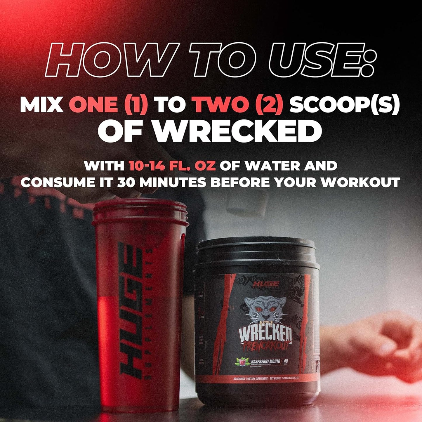Wrecked Pre Workout, Advanced Formula, Boosts Energy, Focus, Pumps & Performance, 10g L-Citrulline, 6.4g Beta Alanine, 5g Tyrosine, 1g Alpha GPC, 375mg Fast-Acting Caffeine & More