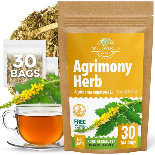 30 Bags Agrimony Herb Dried Cut Agrimony Flower Tea (Agrimonia Eupatoria L.) - 24 Count 2g Tea Bags Agrimonia Flor De Hierba De San Guillermo