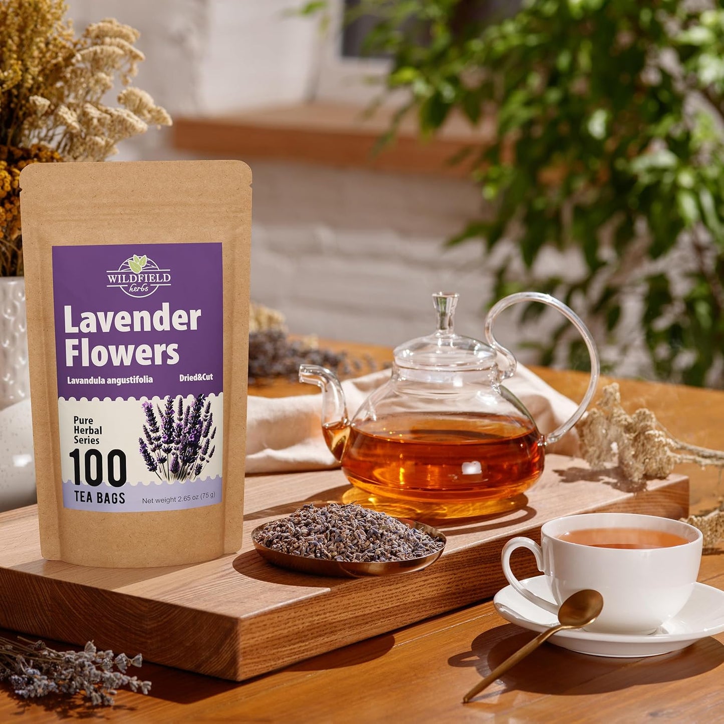100 Bags Lavender Herb Lavender Buds Herbal Tea (Lavandula Angustifolia) - 100 Count 1.5g Bags Flowers Dried Tea Flores De Lavanda