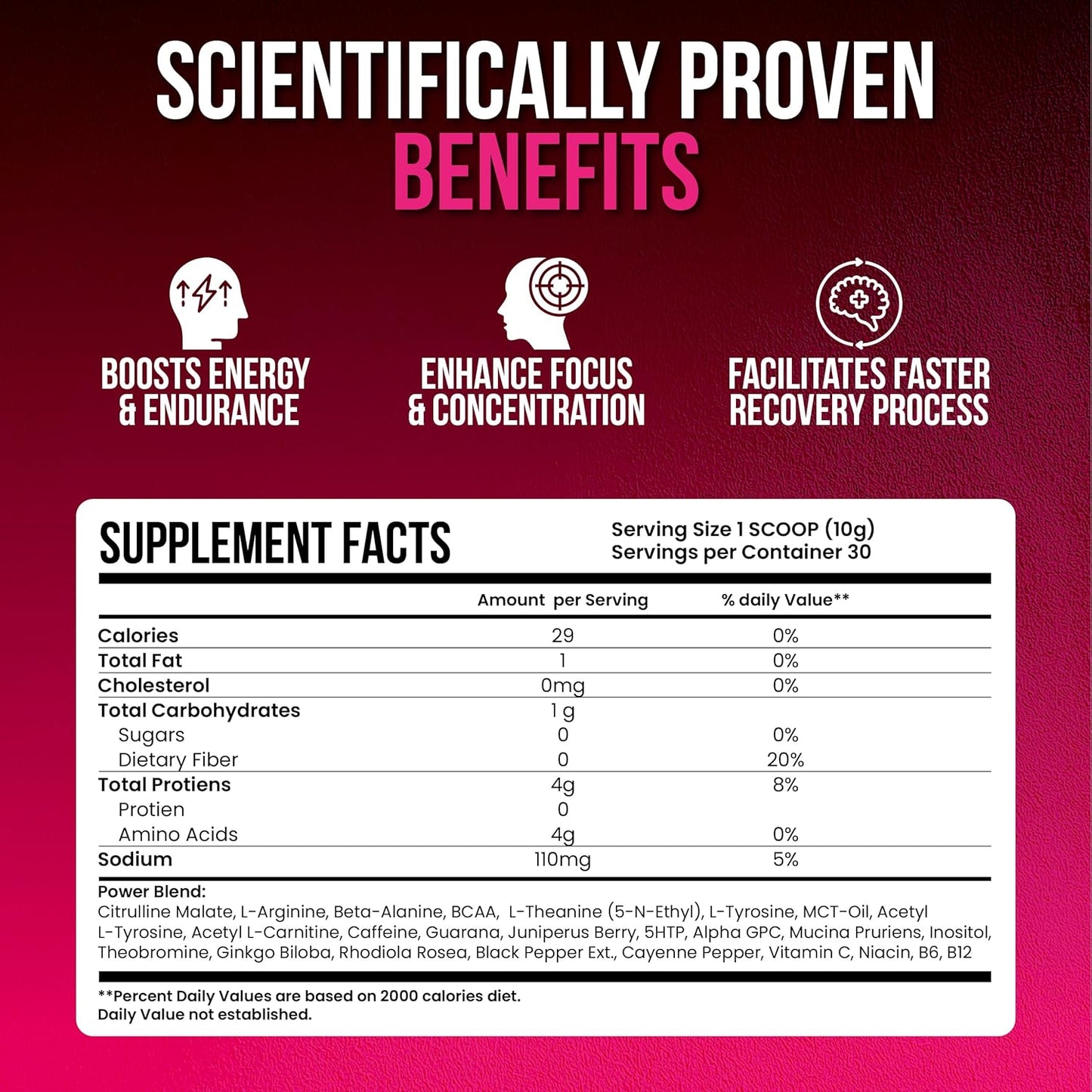 Oneshot Pre Workout Powder for Men and Women - BCAAS Amino Acids Supplement Powder, 200mg Caffeine, Beta Alanine Powder, Citrulline Malate Preworkout Powder - Fruit Punch - 30 Servings