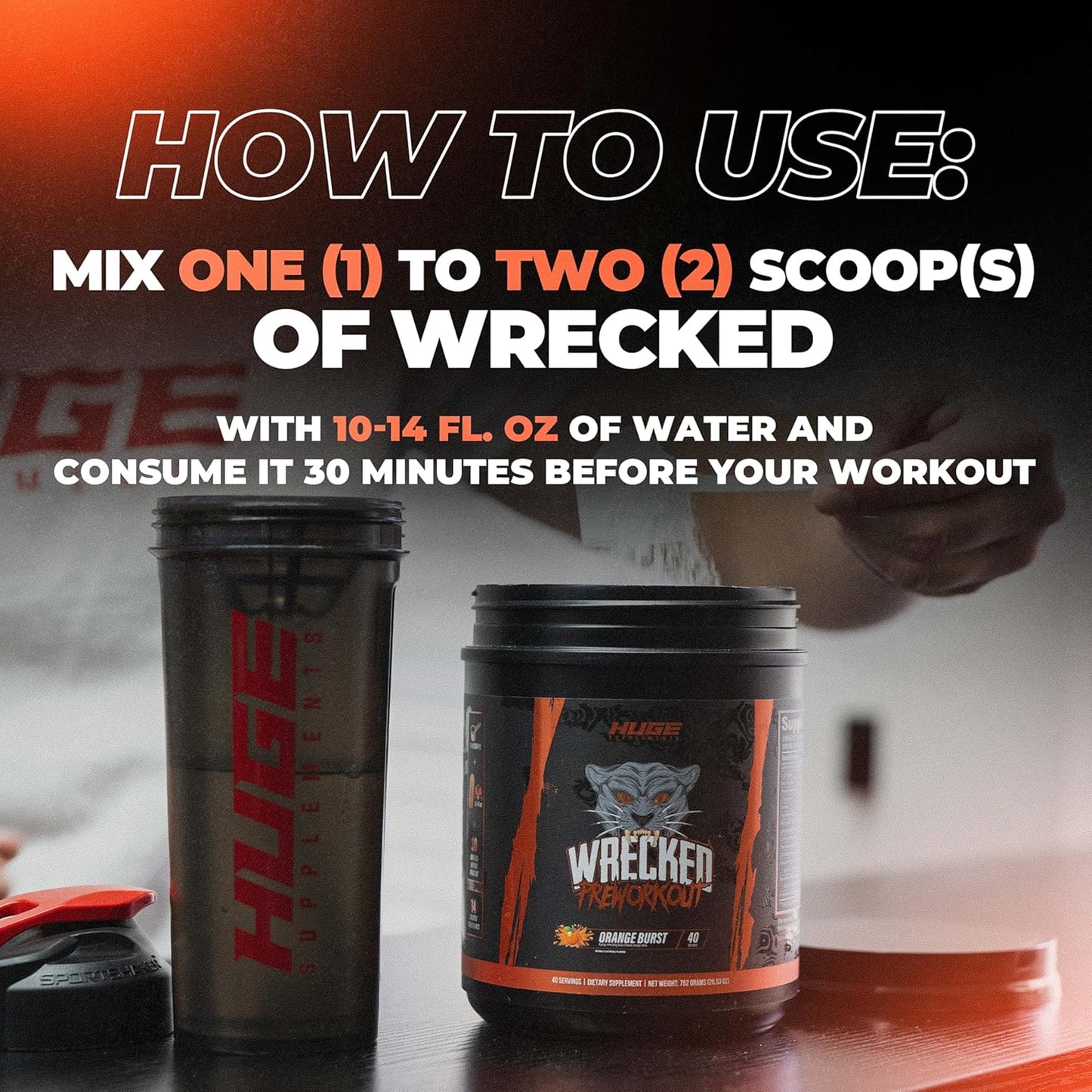 Huge Supplements Wrecked Pre-Workout, Advanced Formula, Boosts Energy, Focus, Pumps & Performance, 10g L-Citrulline, 6.4g Beta Alanine, 5g Tyrosine, 1g Alpha GPC, 375mg Fast-Acting Caffeine & More