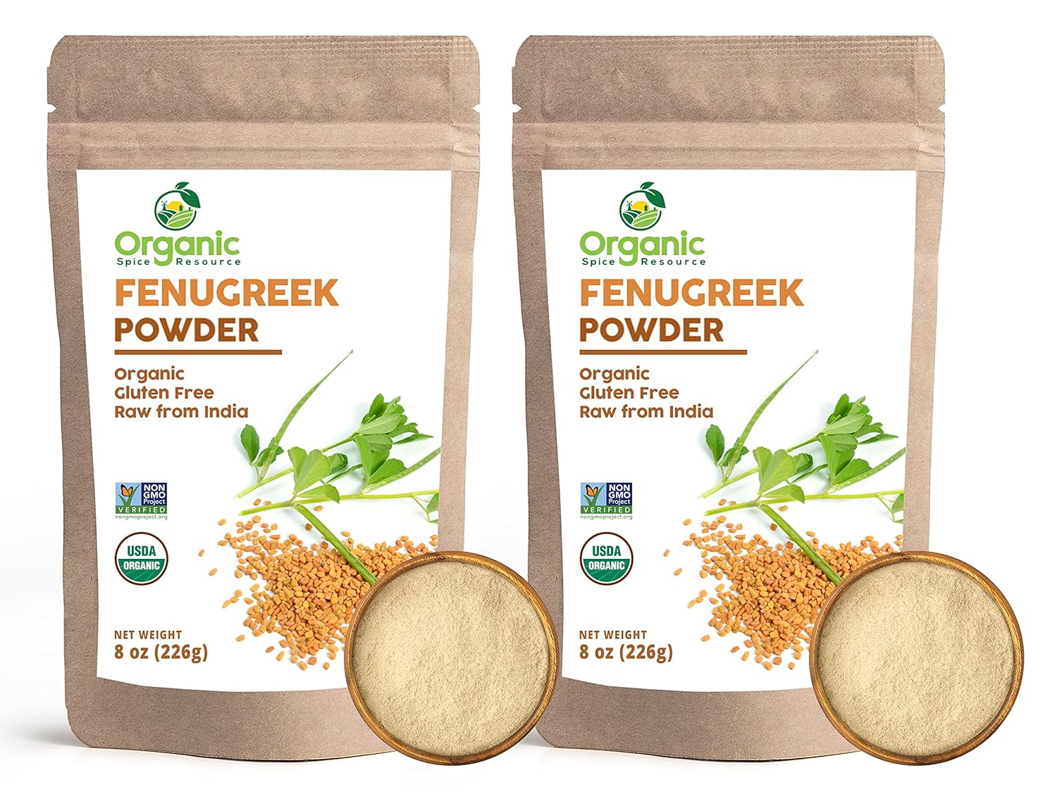 Organic Fenugreek Powder | 16 oz - Pack of 2 | USDA Organics and Non-GMO Verified Project Approved | Product of India | 100% Raw and Natural | Resealable Kraft Bag by SHOPOSR