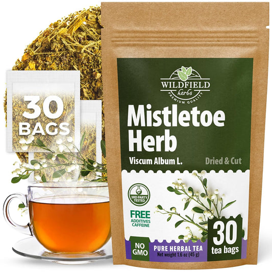 30 Bags Dried Mistletoe Herb Tea (Viscum) - 30 Count 1.5g Tea Bags Mistletoe Herb Muerdago