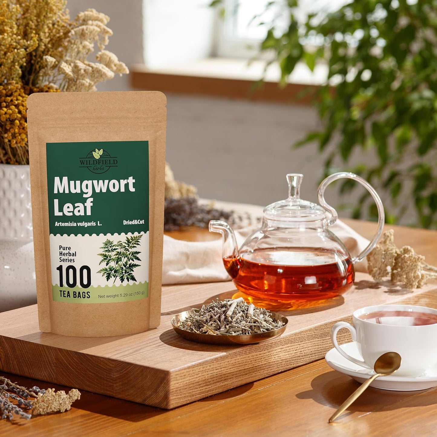 100 Bags Dried Mugwort Tea Mugwort Herb Dried Tea (Dried Artemisia Vulgaris Herb) - 100 Count 1.5g Bags Artemisa