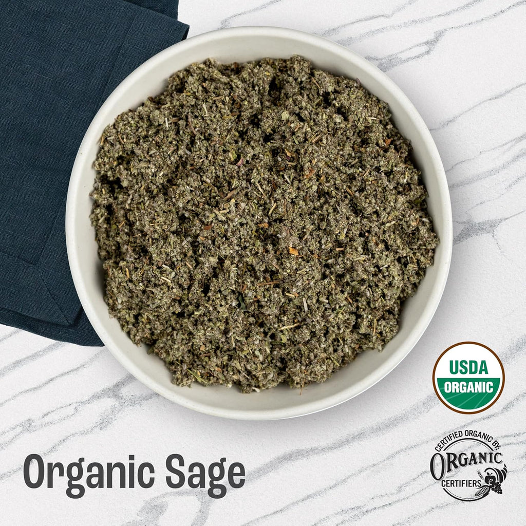 J Mac Botanicals, Organic Rubbed Sage (8 oz), Certified USDA Organic, Dried Rubbed Sage Leaf. Culinary Grade-excellent for sausage making, fresh Albanian harvest (Pack of 2)